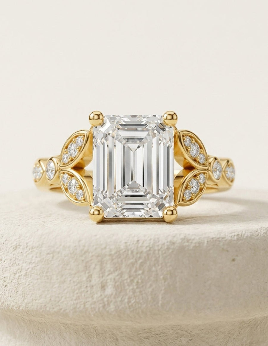 Anillo de compromiso - piedras laterales - AMORE203-EM-LG