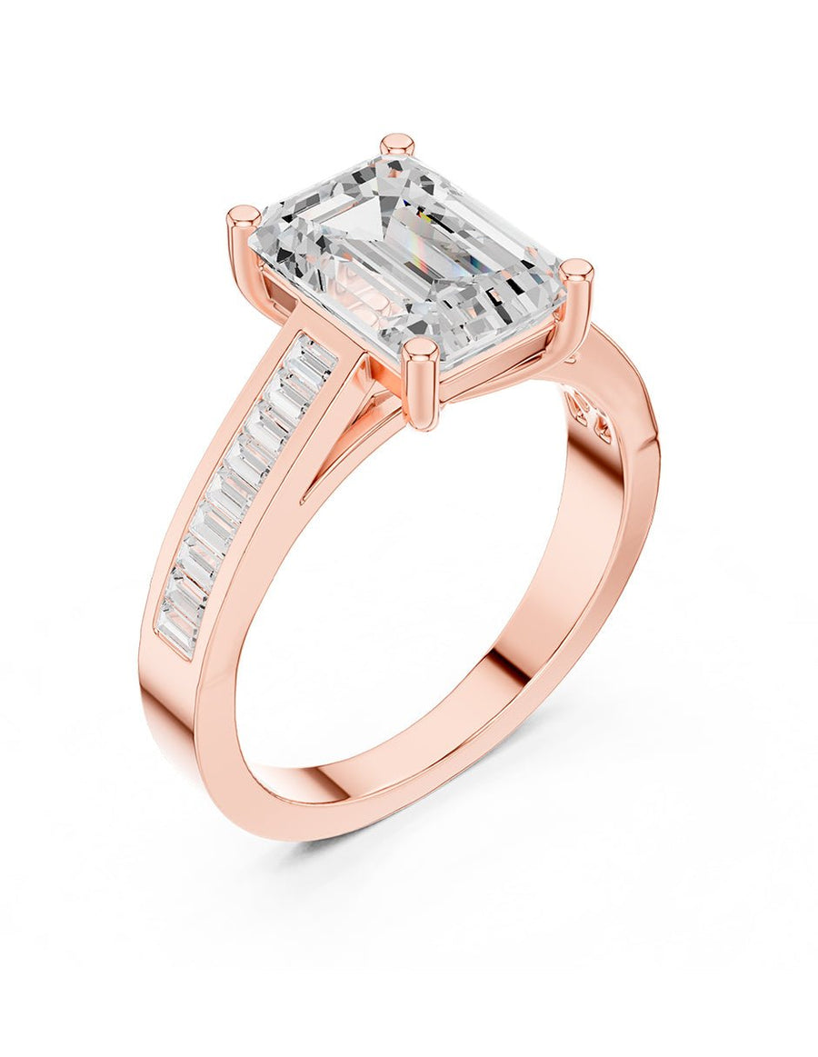 Anillo de compromiso - piedras laterales - AMORE204-EM-LG