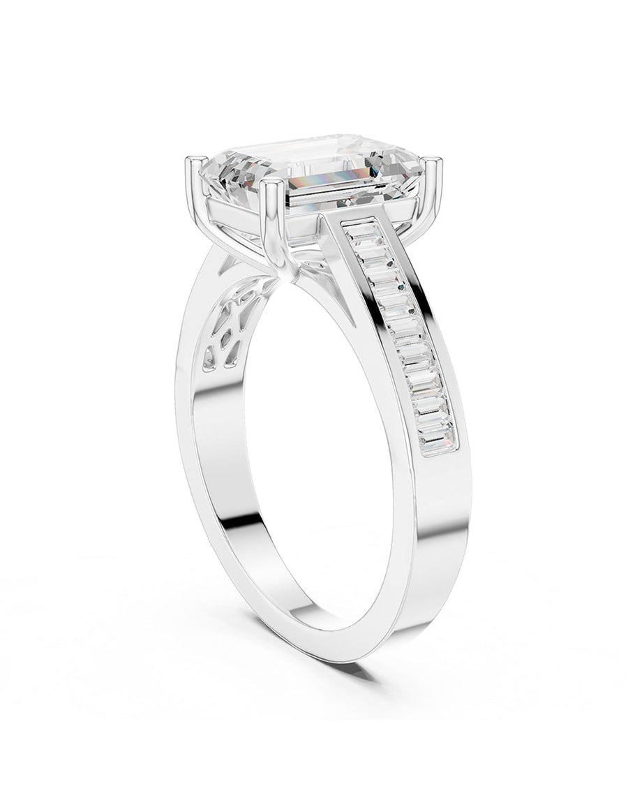 Anillo de compromiso - piedras laterales - AMORE204-EM-LG