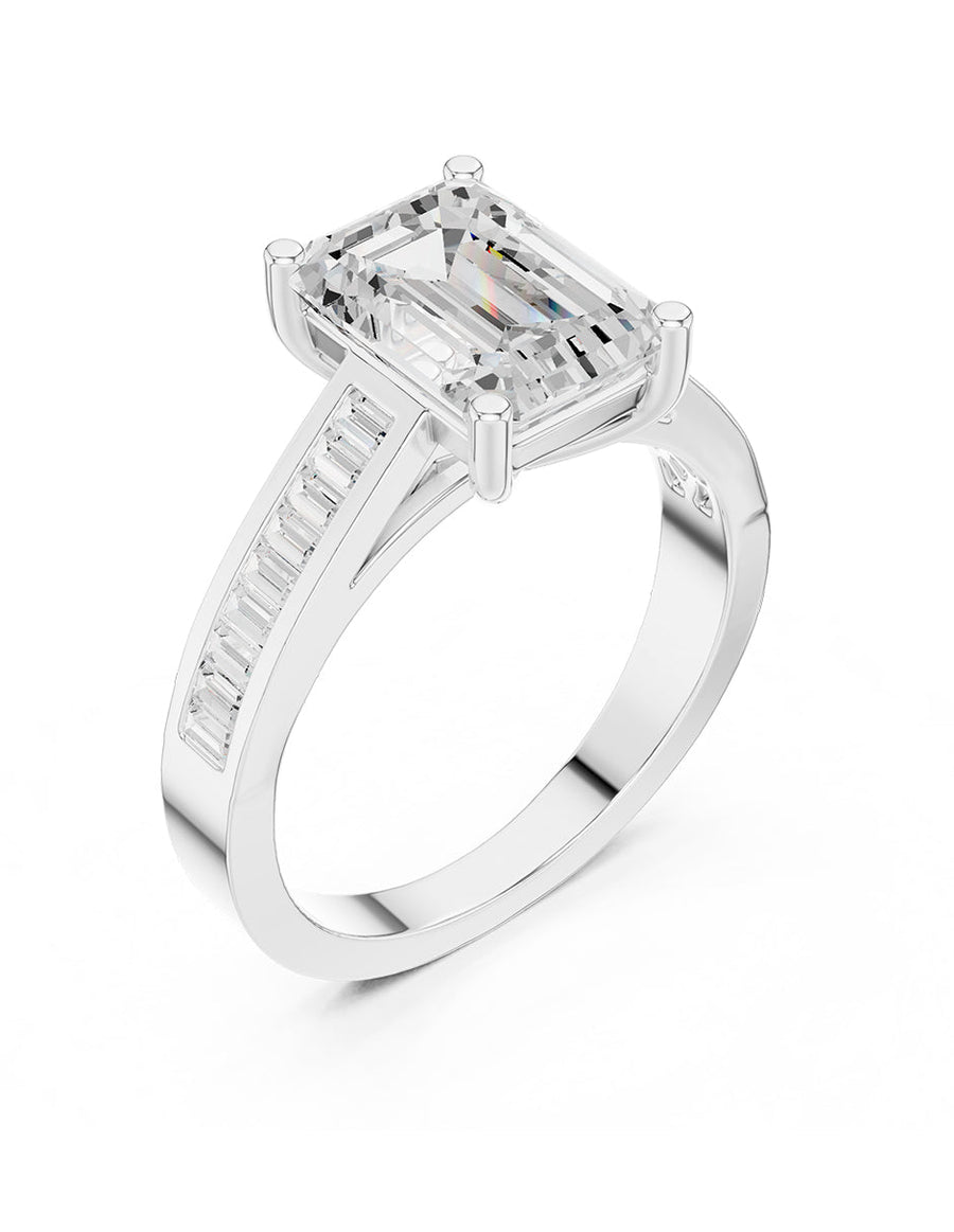 Anillo de compromiso - piedras laterales - AMORE204-EM-LG