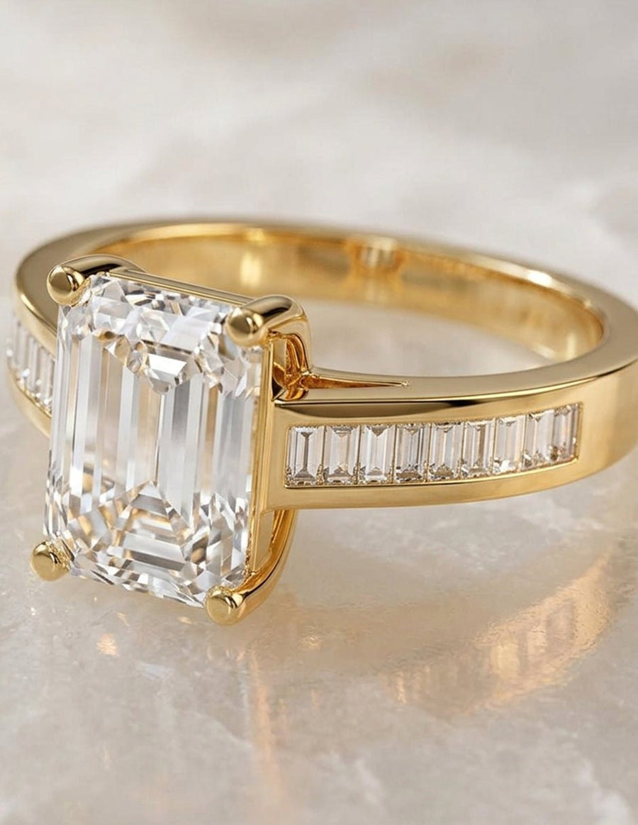 Anillo de compromiso - piedras laterales - AMORE204-EM-LG