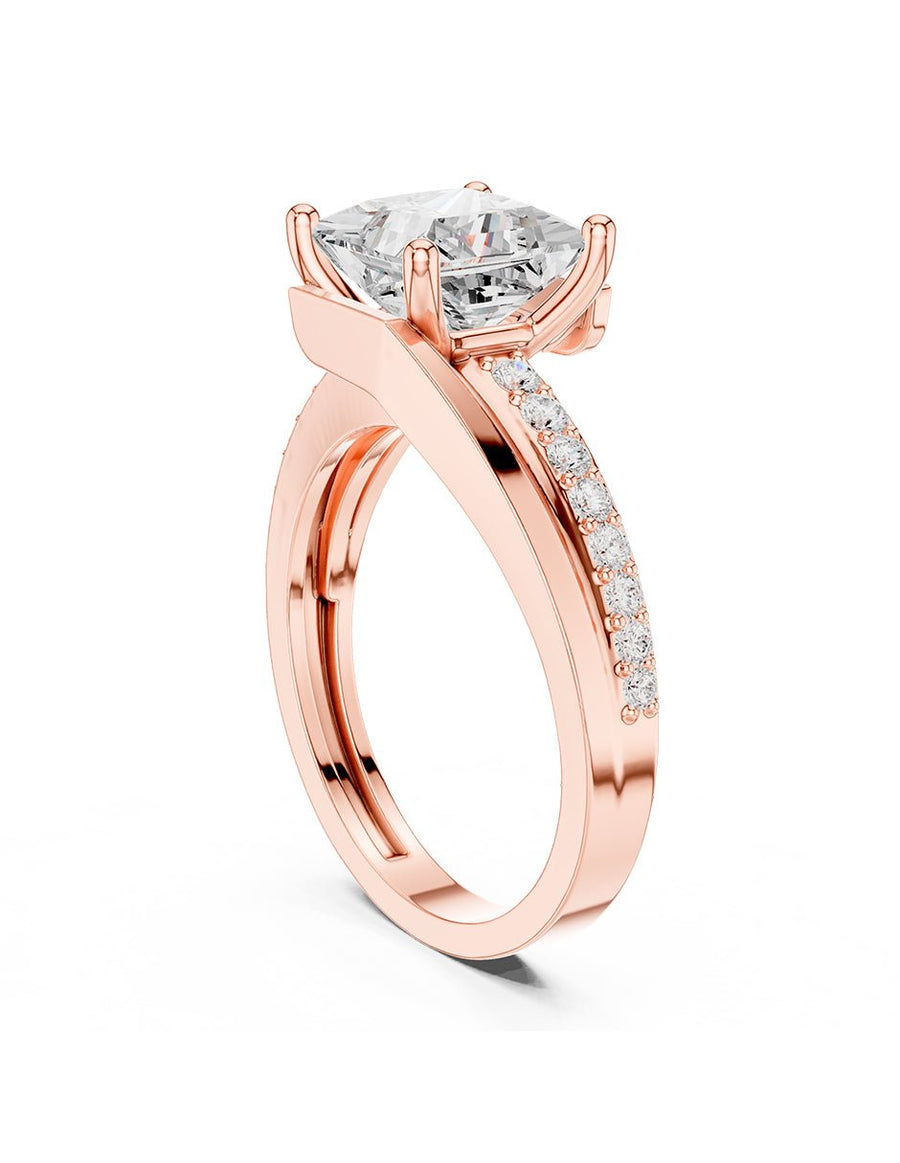Anillo de compromiso - piedras laterales - AMORE205-PR-LG