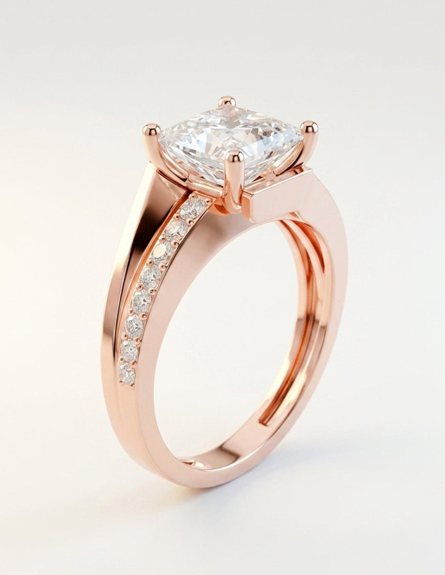 Anillo de compromiso - piedras laterales - AMORE205-PR-LG