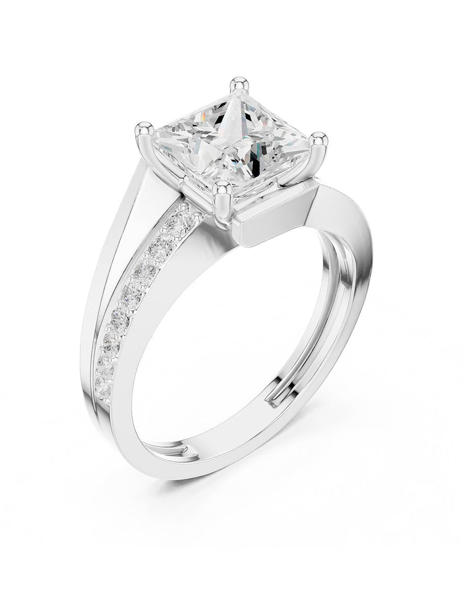 Anillo de compromiso - piedras laterales - AMORE205-PR-LG