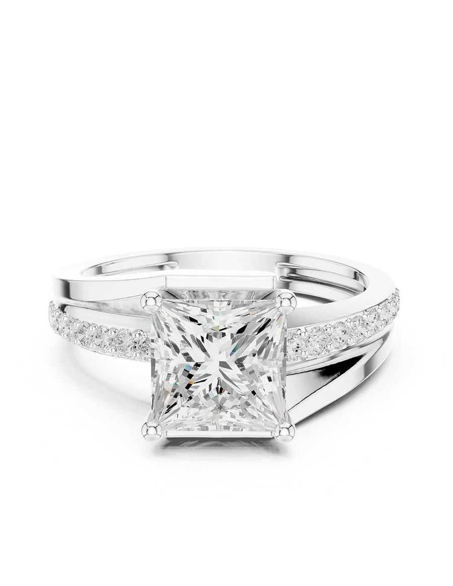 Anillo de compromiso - piedras laterales - AMORE205-PR-LG