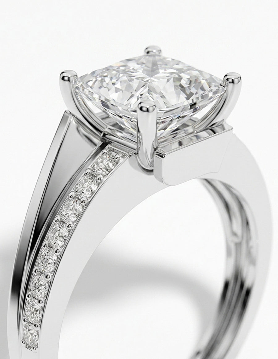 Montura para personalizar - piedras laterales - AMORE205-PR