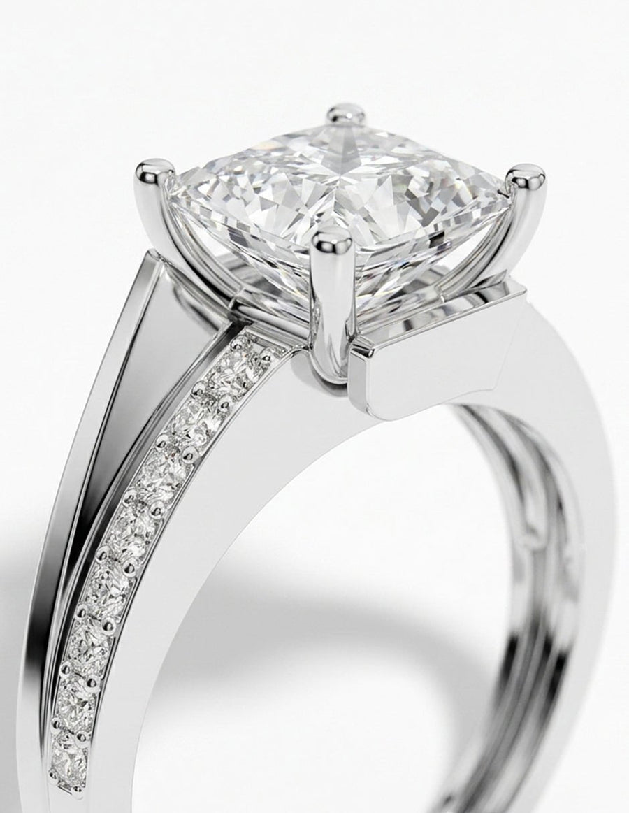 Anillo de compromiso - piedras laterales - AMORE205-PR-LG