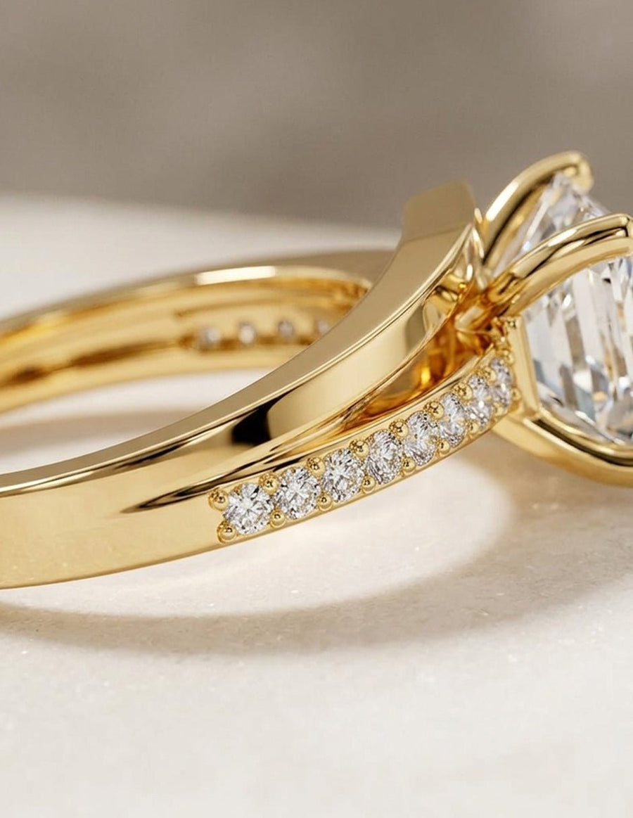 Anillo de compromiso - piedras laterales - AMORE205-PR-LG
