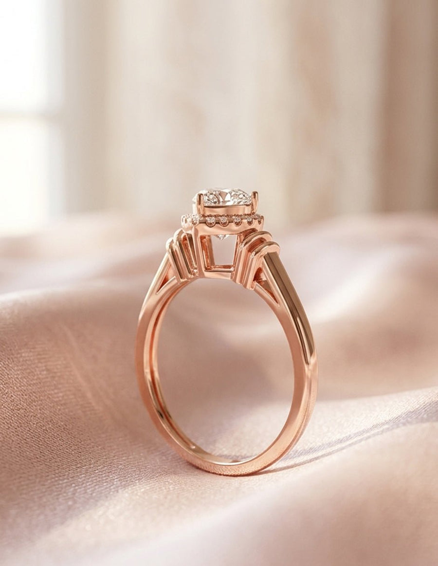 Anillo de compromiso - piedras laterales - AMORE207-HE-LG