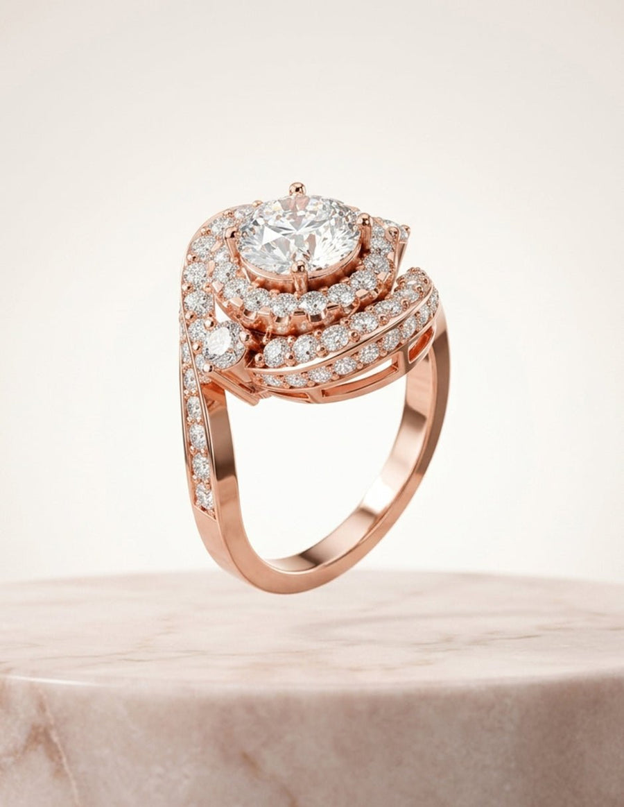 Anillo de compromiso - piedras laterales - AMORE209-RD-LG