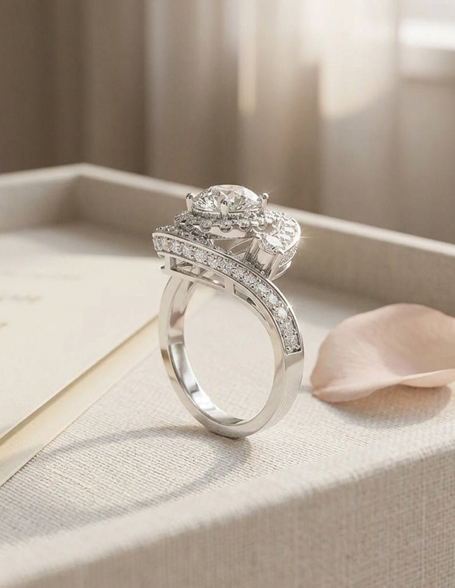 Anillo de compromiso - piedras laterales - AMORE209-RD-LG