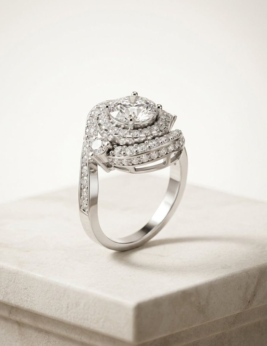 Anillo de compromiso - piedras laterales - AMORE209-RD-LG