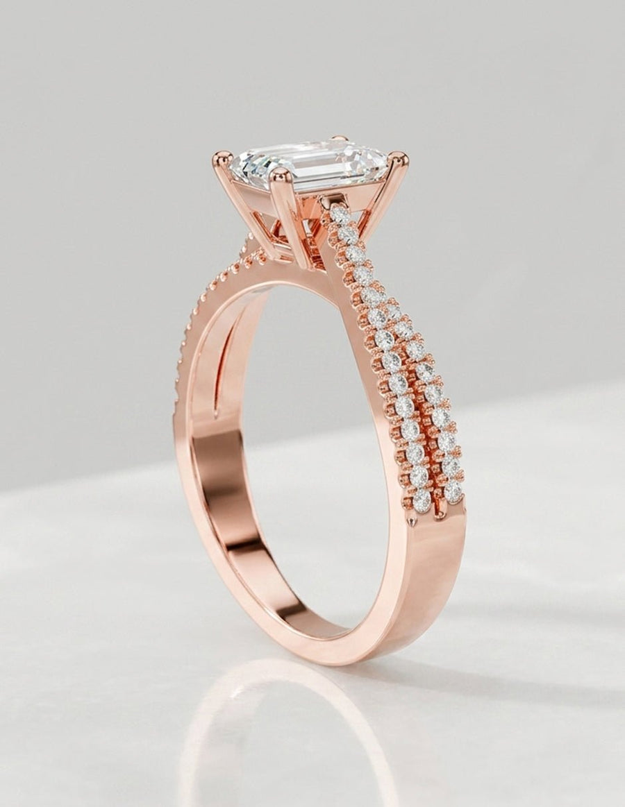 Anillo de compromiso - piedras laterales - AMORE210-EM-LG
