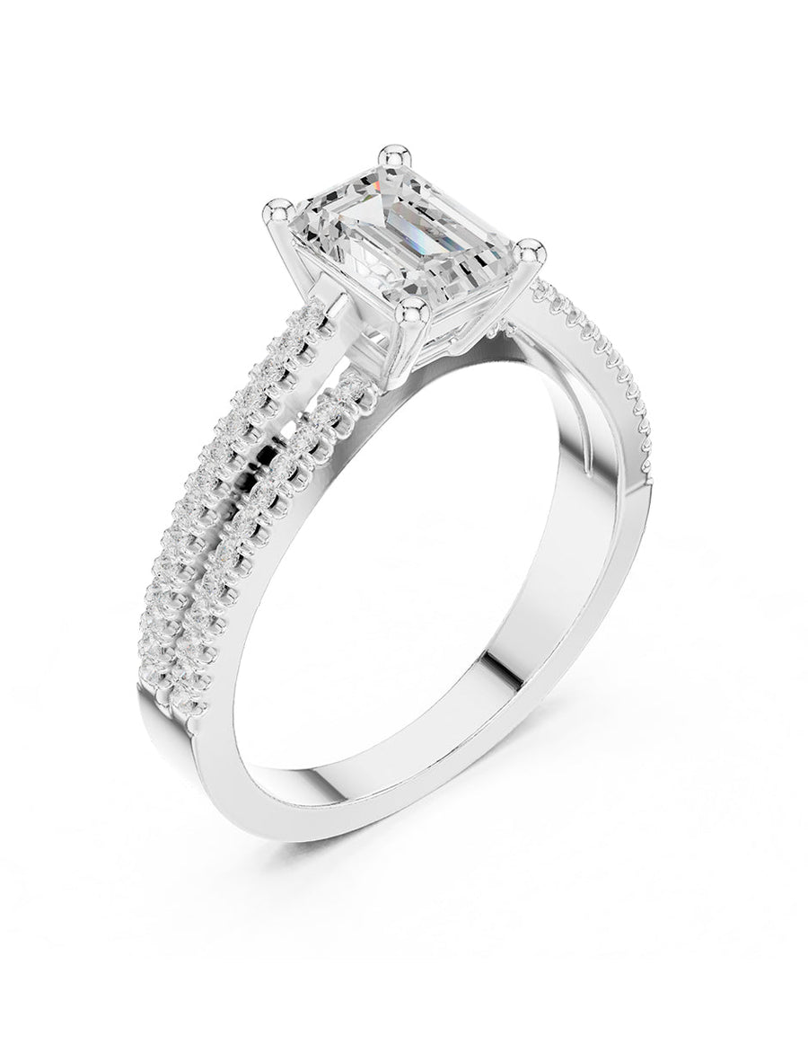 Anillo de compromiso - piedras laterales - AMORE210-EM-LG