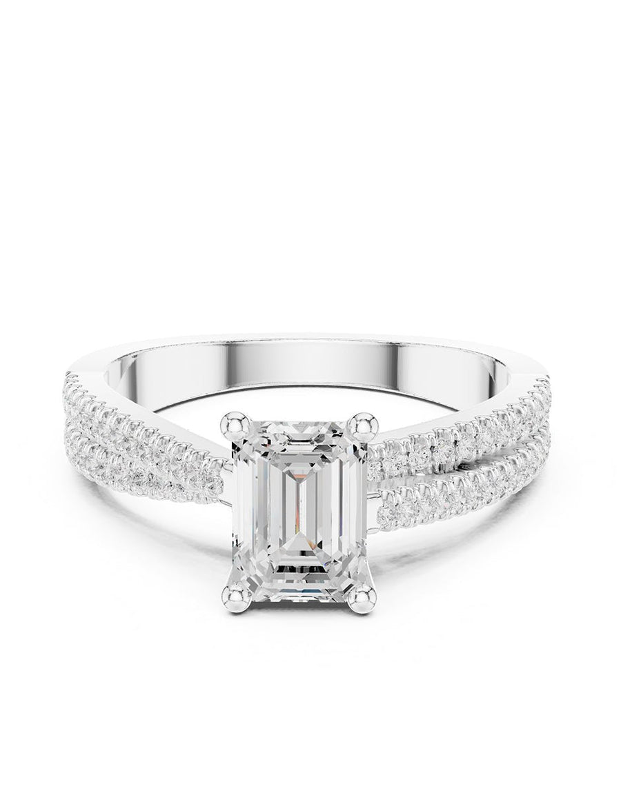 Anillo de compromiso - piedras laterales - AMORE210-EM-LG