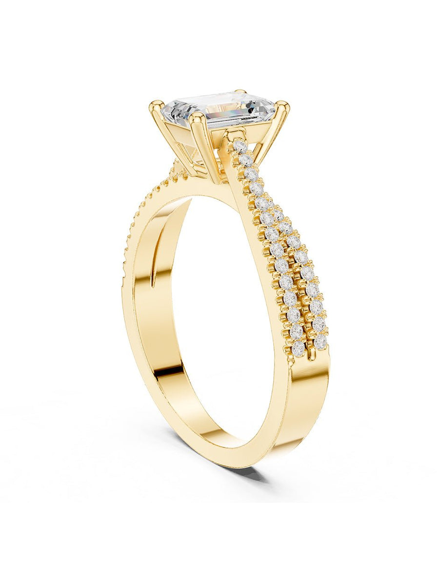 Anillo de compromiso - piedras laterales - AMORE210-EM-LG
