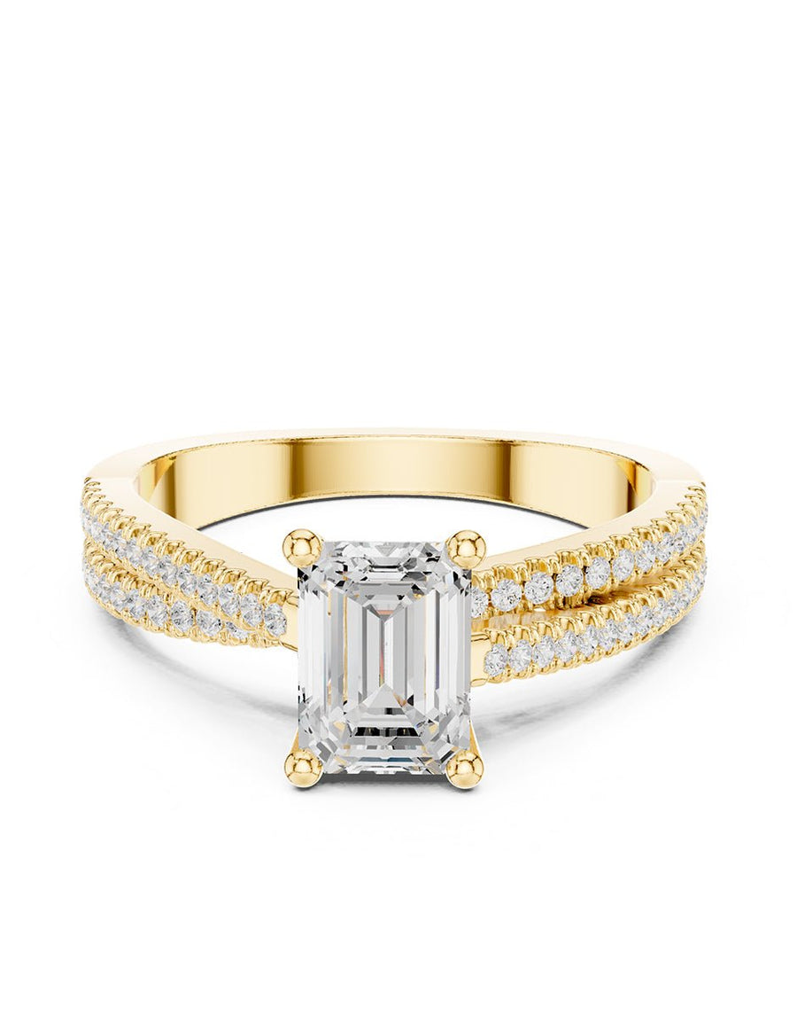 Anillo de compromiso - piedras laterales - AMORE210-EM-LG