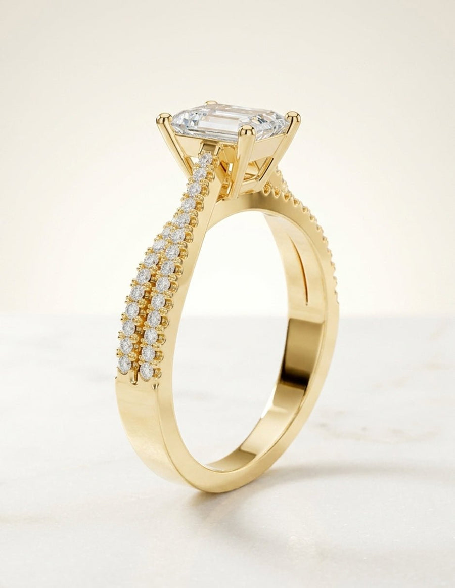 Anillo de compromiso - piedras laterales - AMORE210-EM-LG