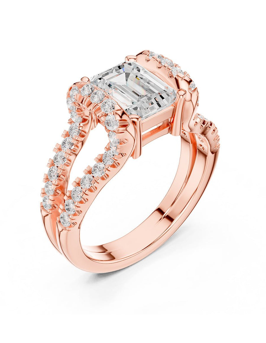 Anillo de compromiso - piedras laterales - AMORE214-EM-LG