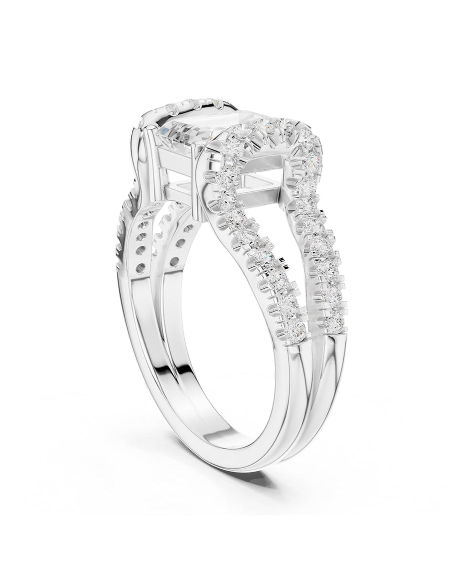 Anillo de compromiso - piedras laterales - AMORE214-EM-LG