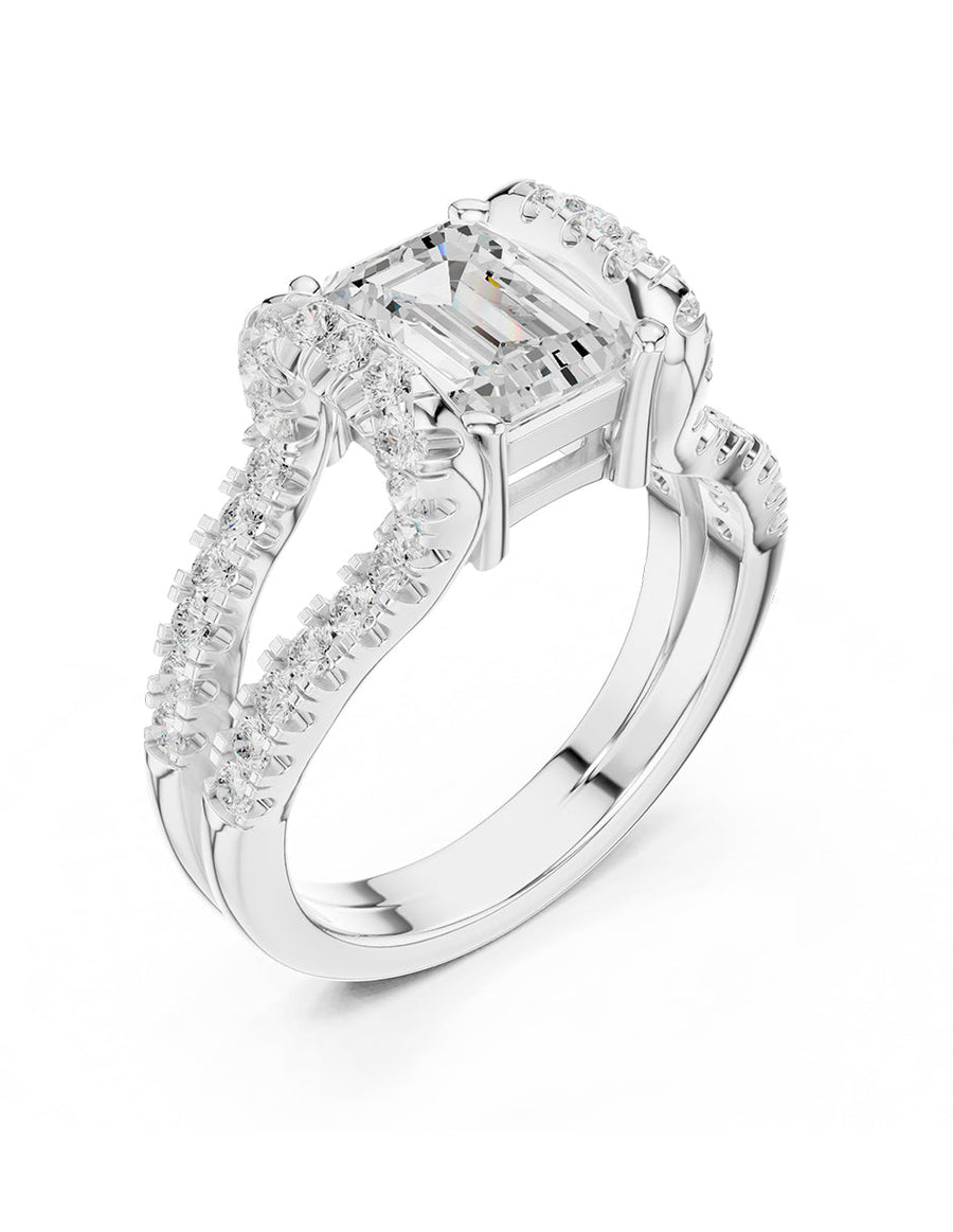 Anillo de compromiso - piedras laterales - AMORE214-EM-LG