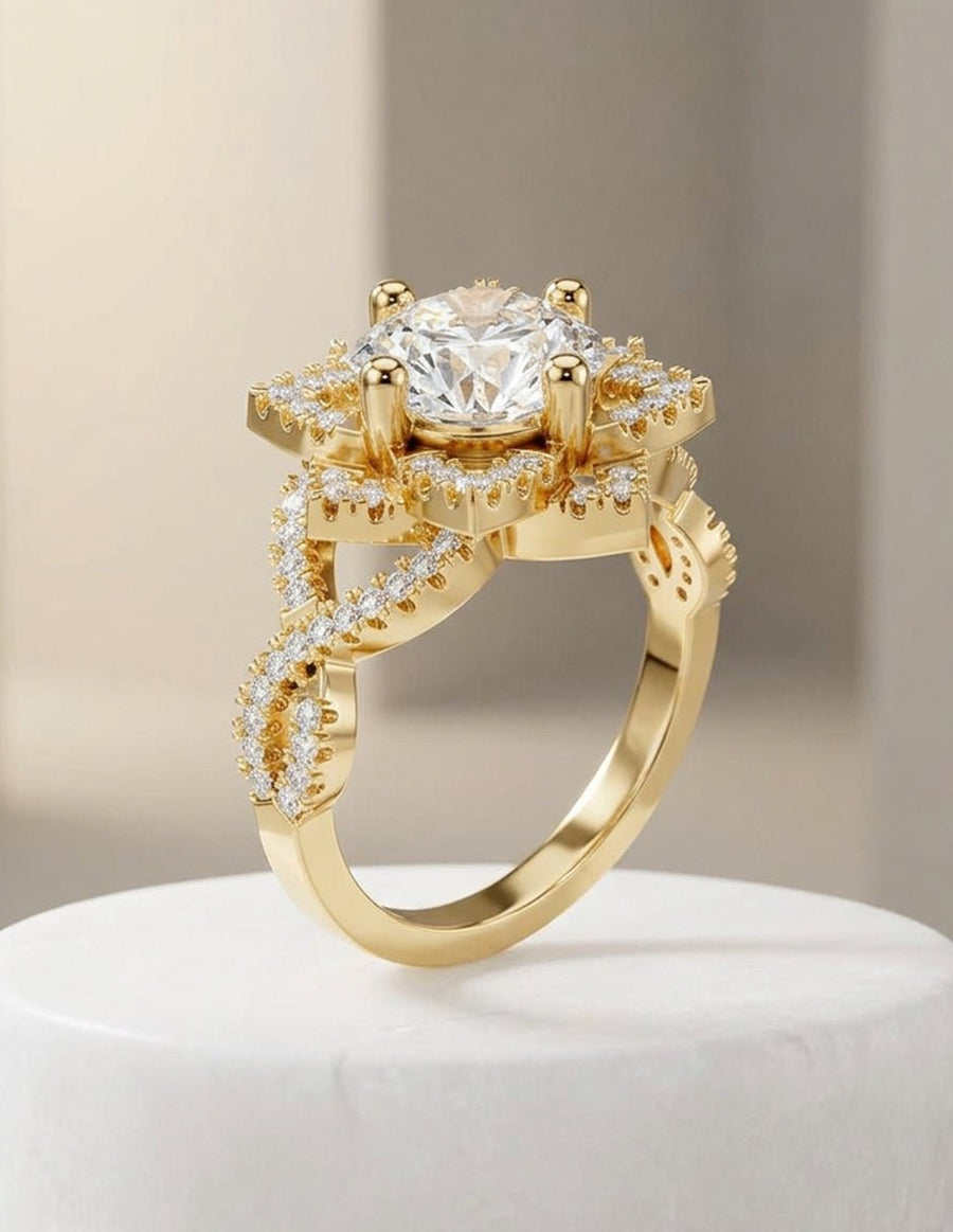 Anillo de compromiso - piedras laterales - AMORE215-RD-LG