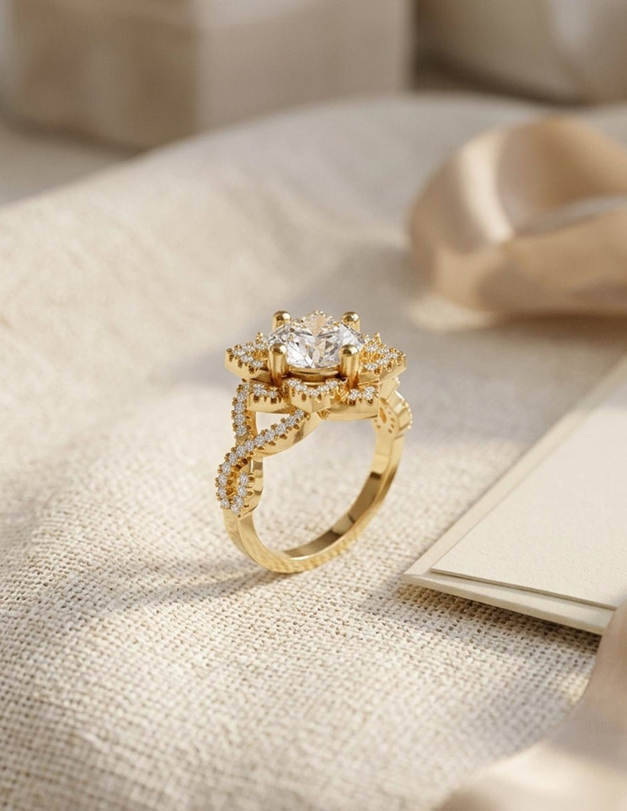 Anillo de compromiso - piedras laterales - AMORE215-RD-LG
