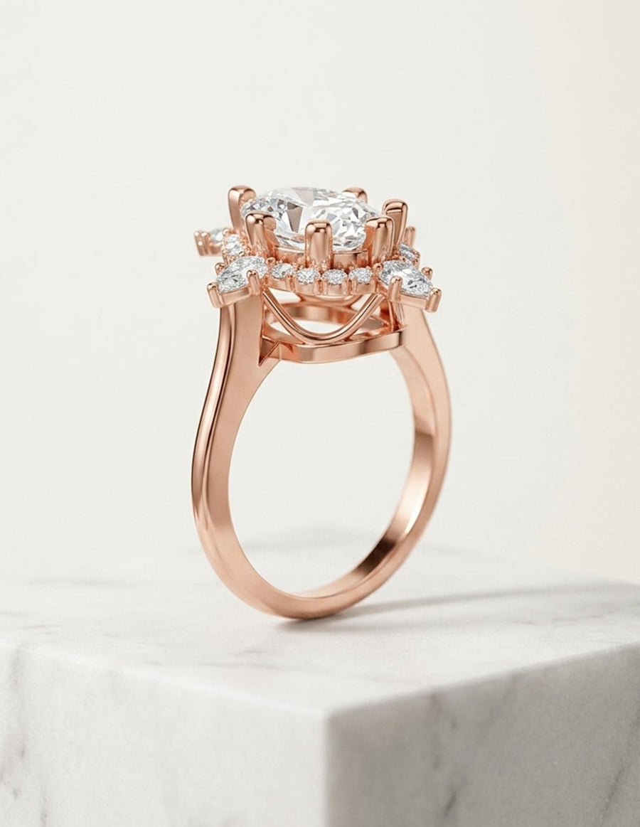 Anillo de compromiso - piedras laterales - AMORE216-OV-LG