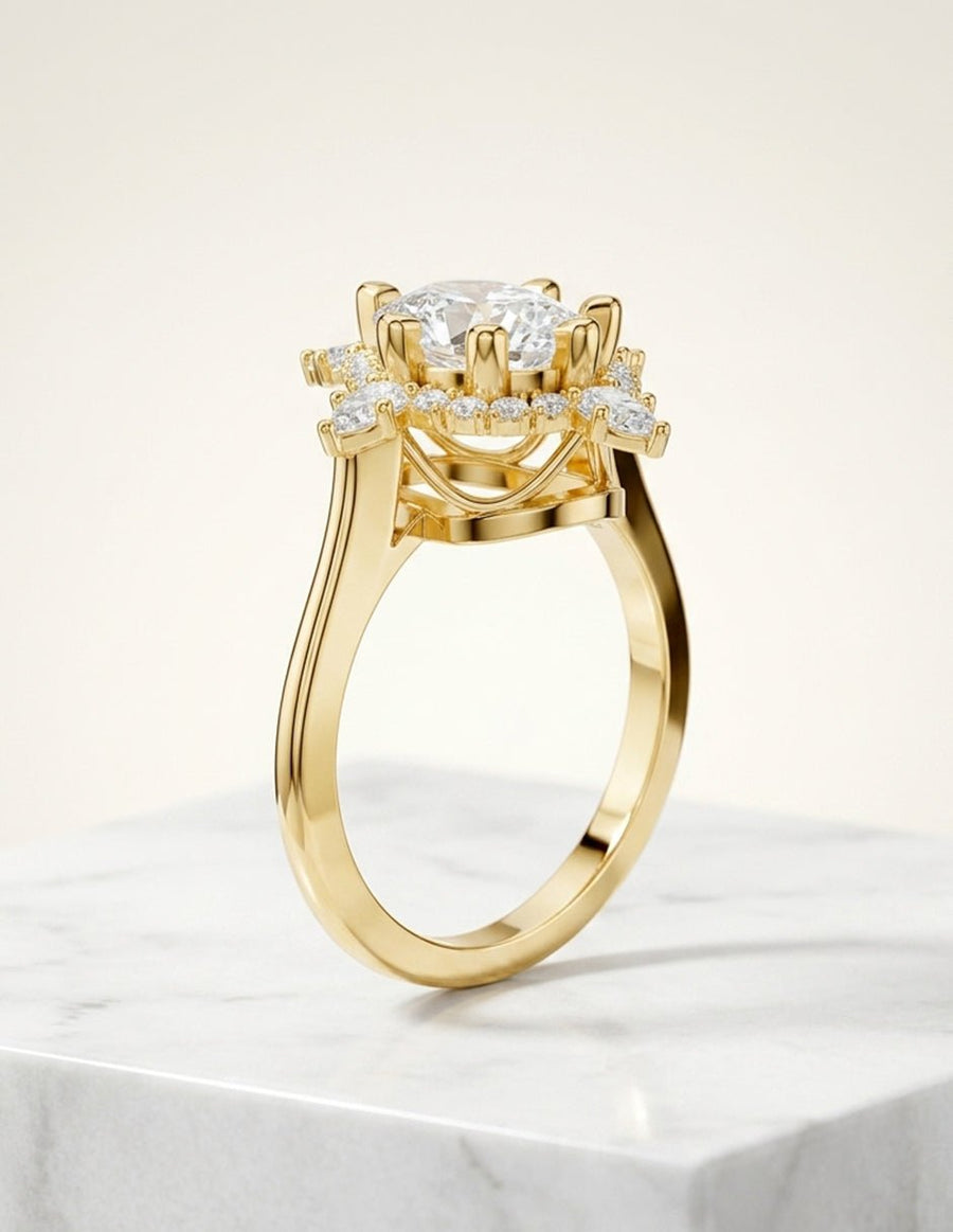 Anillo de compromiso - piedras laterales - AMORE216-OV-LG