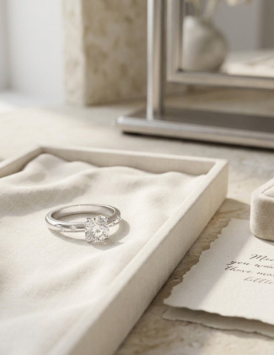 Anillo de compromiso - piedras laterales - AMORE217-RD-LG