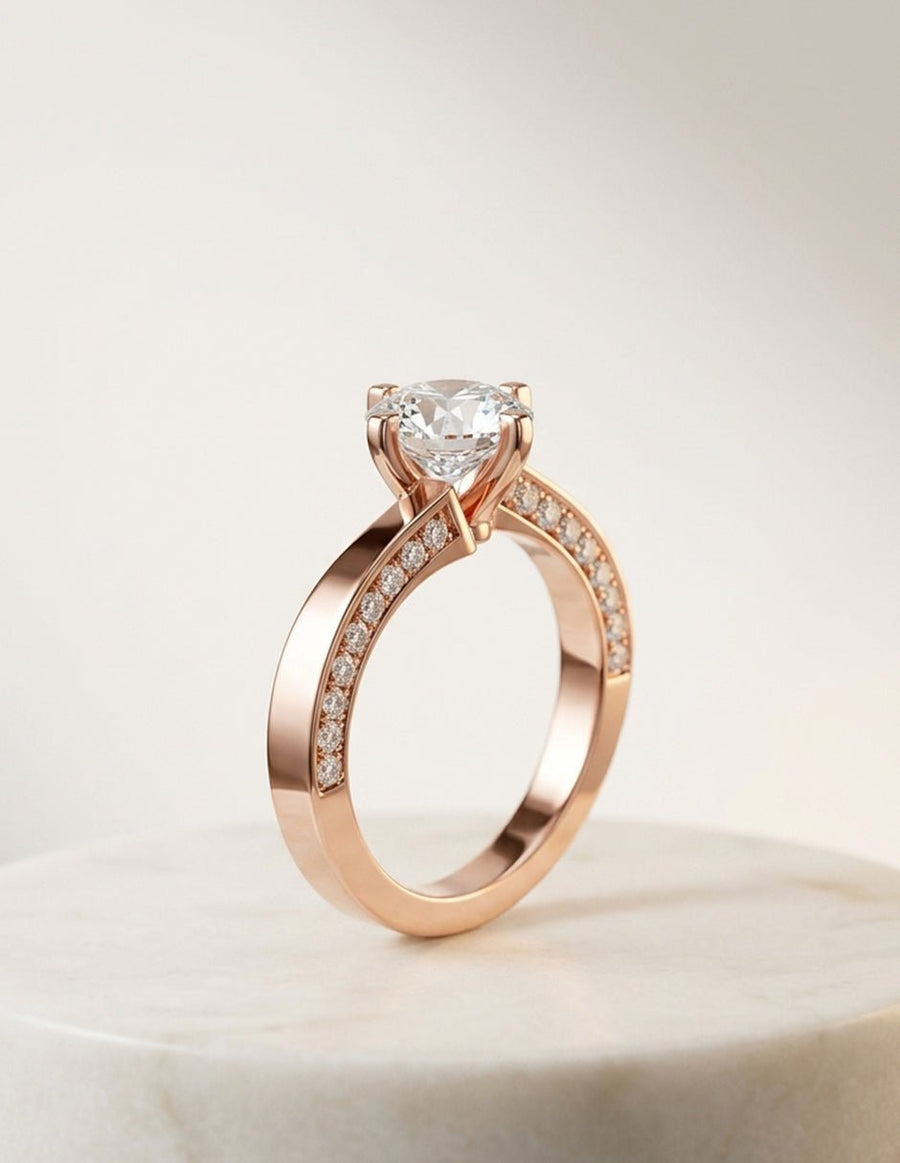 Anillo de compromiso - piedras laterales - AMORE219-RD-LG
