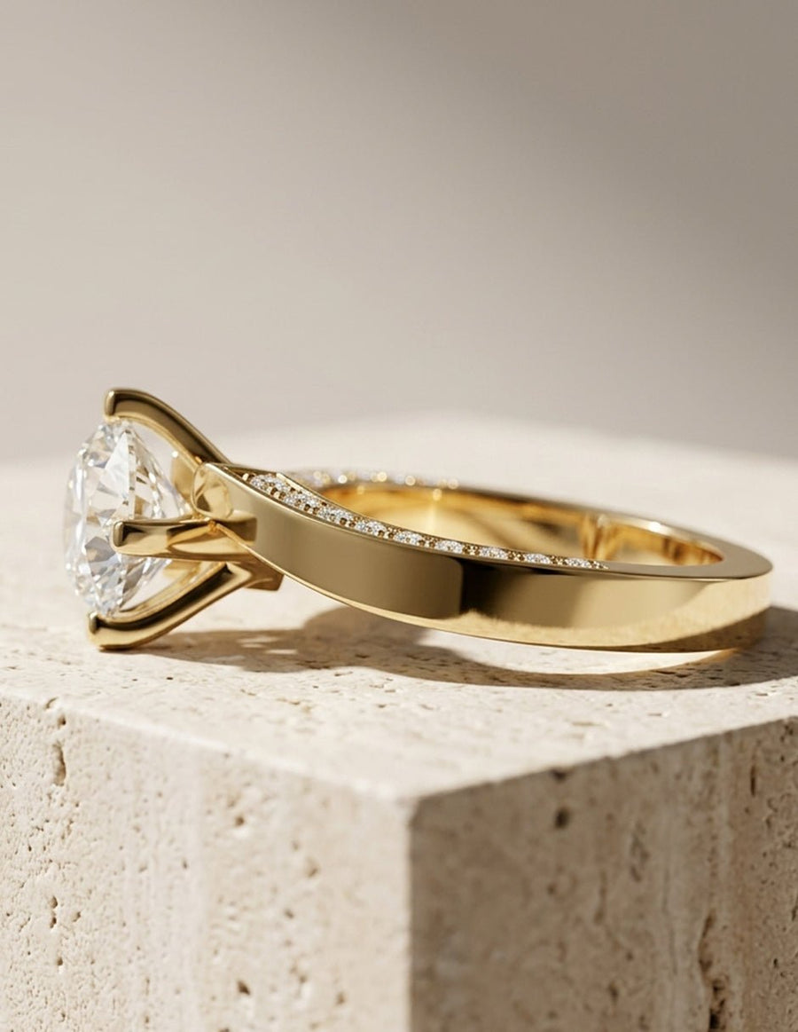 Anillo de compromiso - piedras laterales - AMORE219-RD-LG