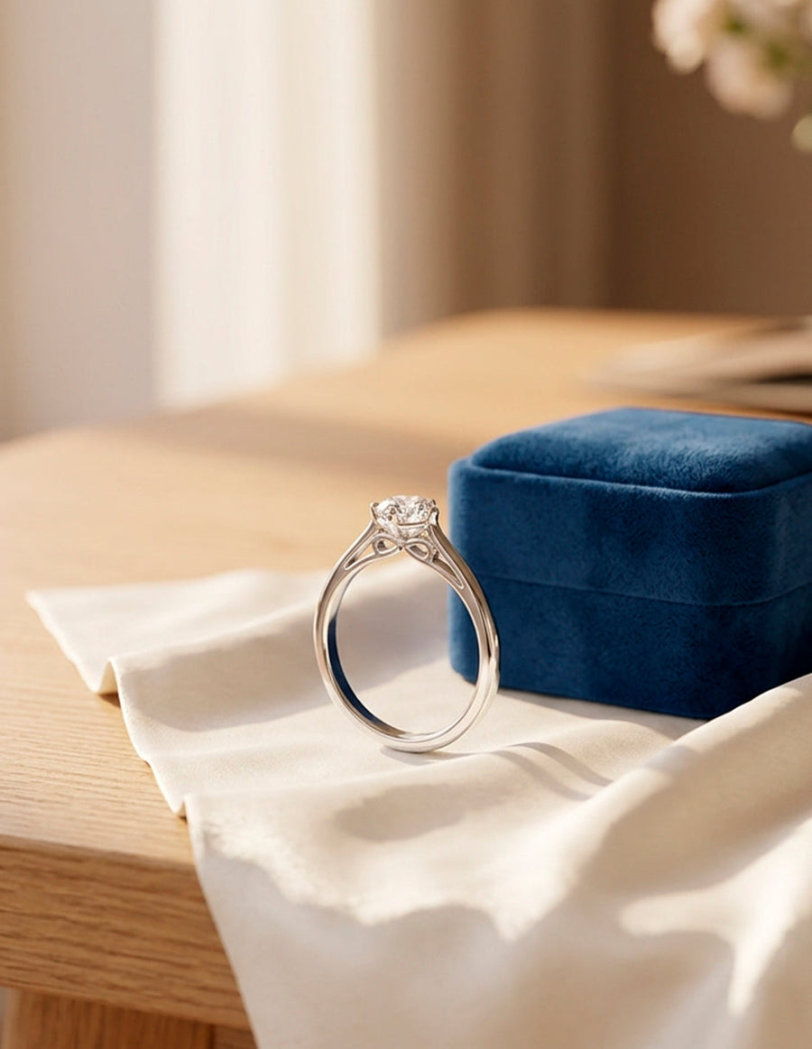 Anillo de Compromiso - solitario - AMORE22-RD-CZ