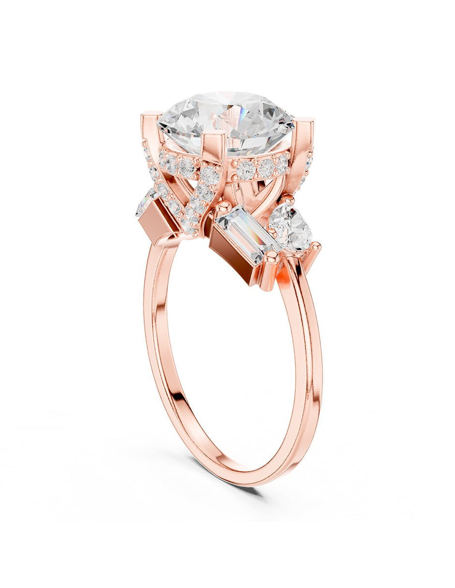 Anillo de compromiso - piedras laterales - AMORE221-RD-LG