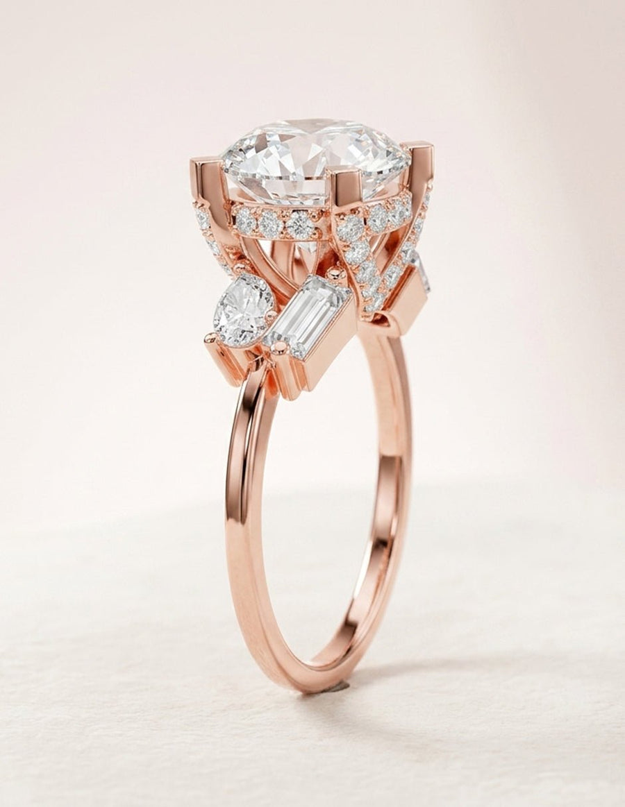Anillo de compromiso - piedras laterales - AMORE221-RD-LG
