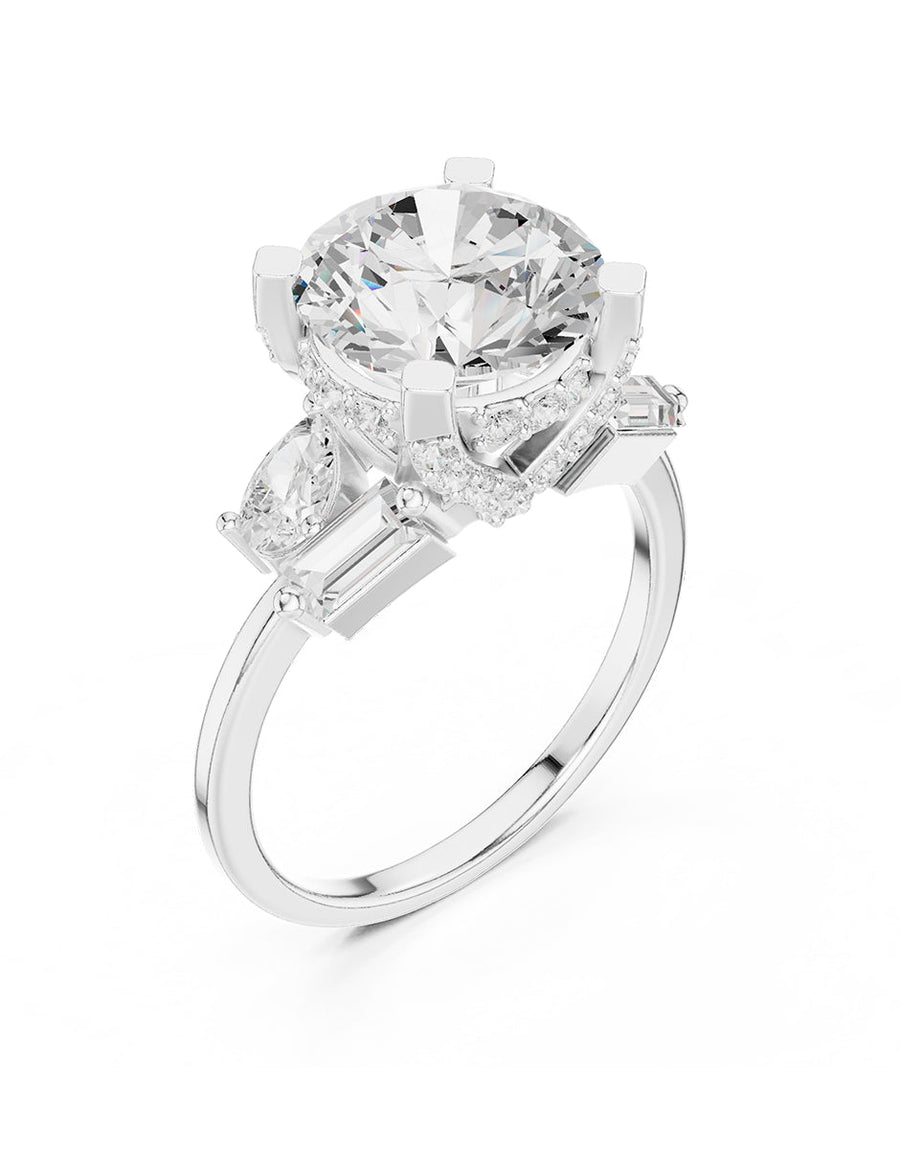 Montura para personalizar - piedras laterales - AMORE221-RD