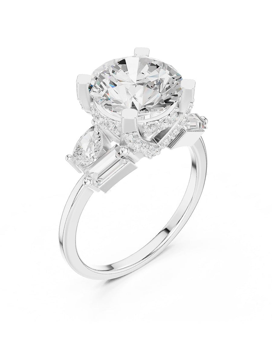 Anillo de compromiso - piedras laterales - AMORE221-RD-LG