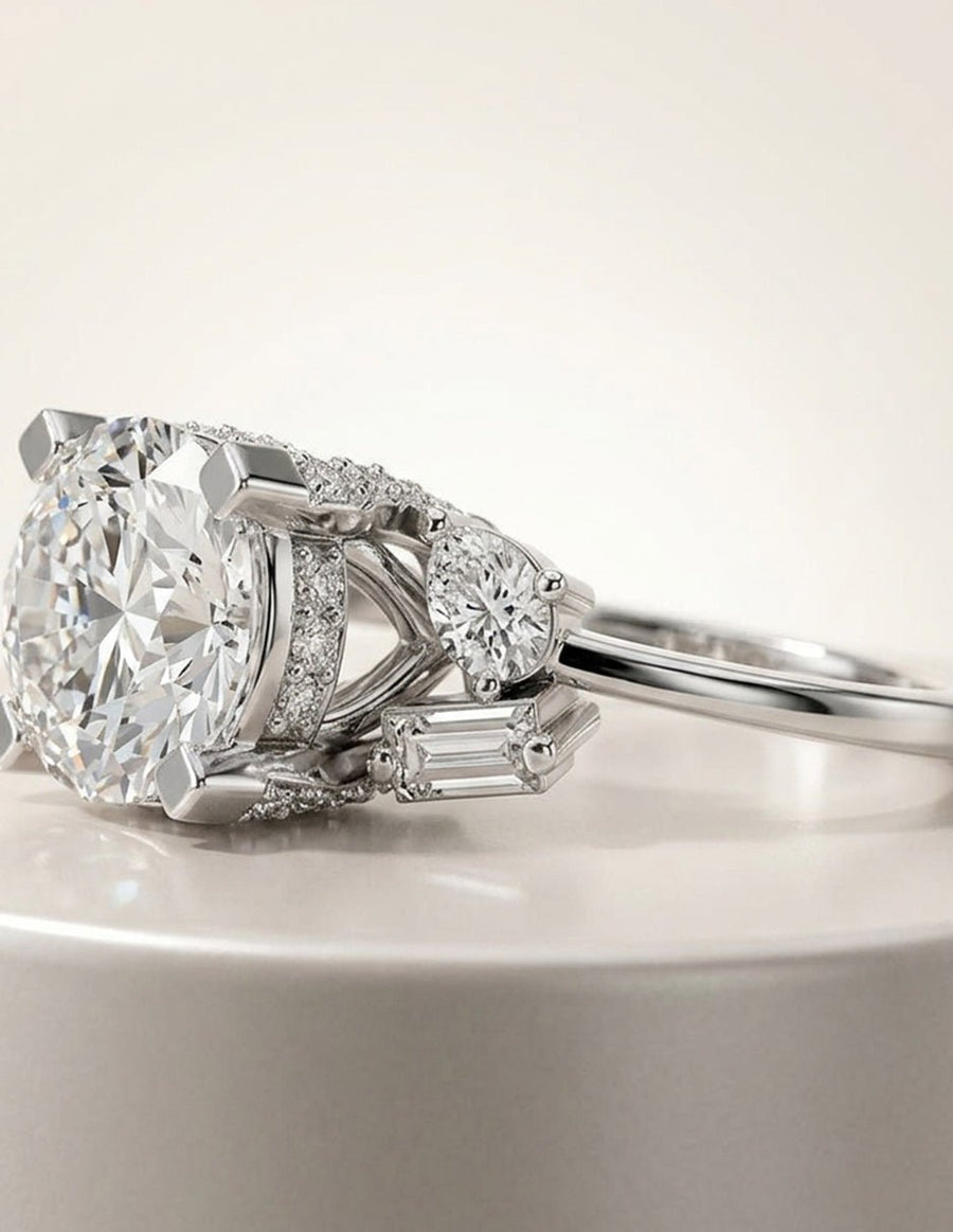Anillo de compromiso - piedras laterales - AMORE221-RD-LG