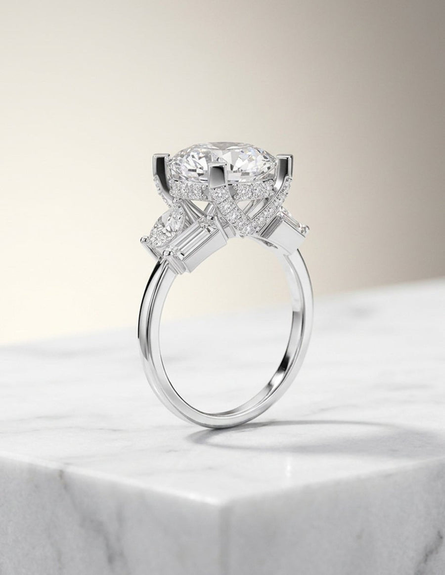 Anillo de compromiso - piedras laterales - AMORE221-RD-LG