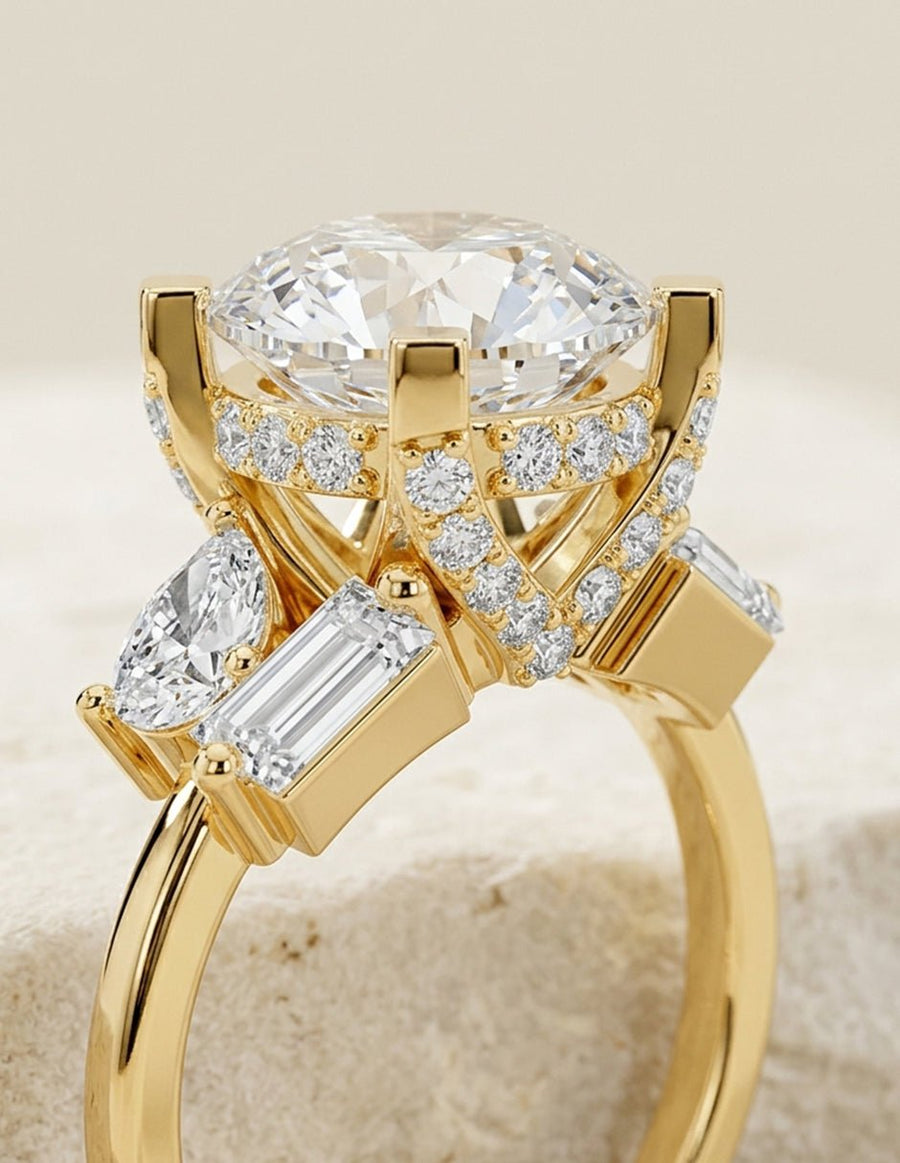 Anillo de compromiso - piedras laterales - AMORE221-RD-LG