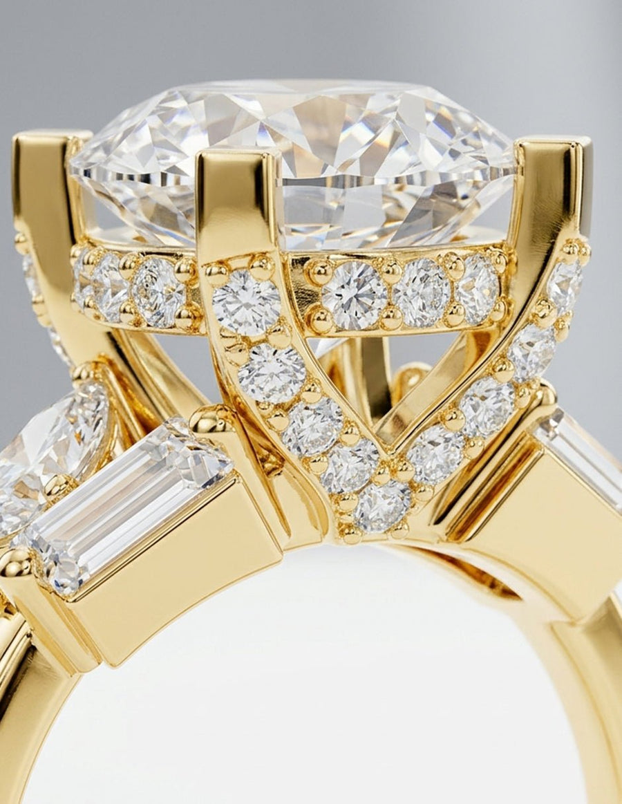 Anillo de compromiso - piedras laterales - AMORE221-RD-LG