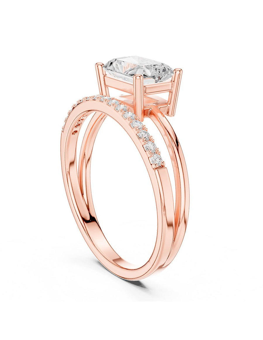 Anillo de compromiso - piedras laterales - AMORE223-EM-LG
