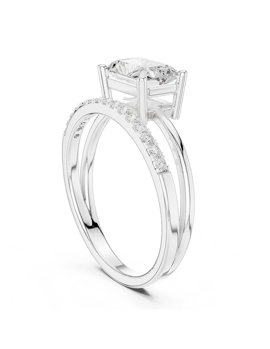 Anillo de compromiso - piedras laterales - AMORE223-EM-LG