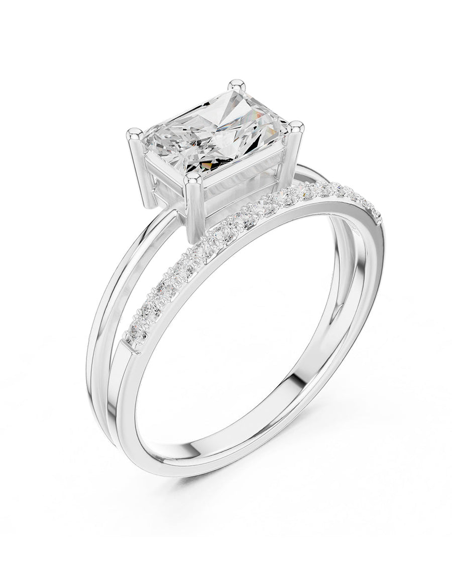 Anillo de compromiso - piedras laterales - AMORE223-EM-LG