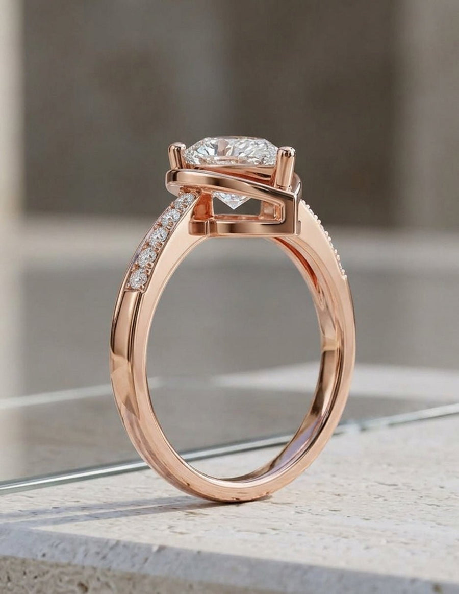 Anillo de compromiso - piedras laterales - AMORE224-PE-LG