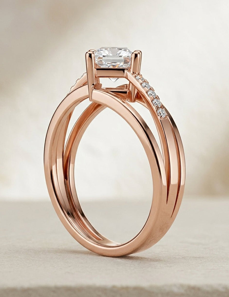 Anillo de compromiso - piedras laterales - AMORE225-PR-LG