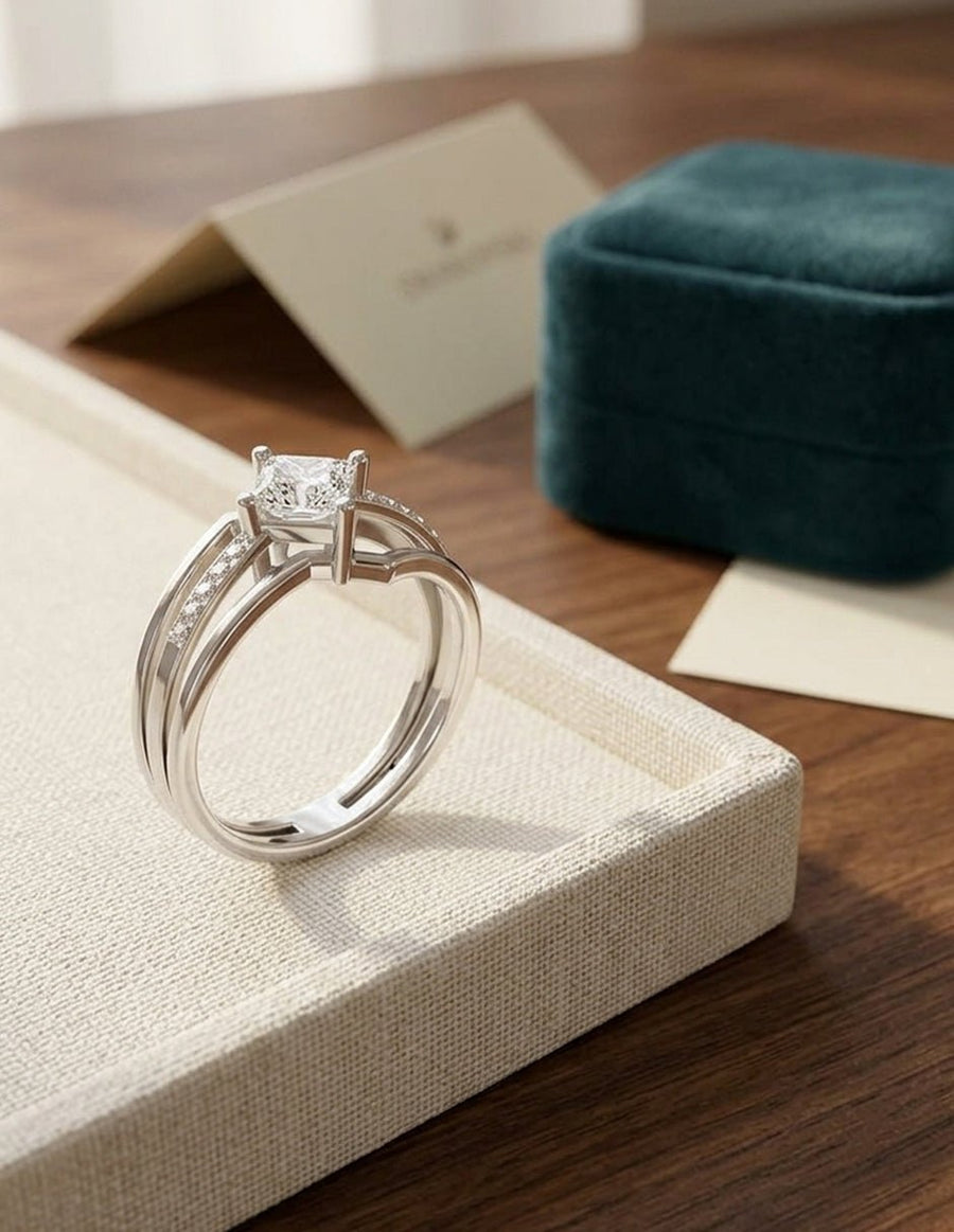 Anillo de compromiso - piedras laterales - AMORE225-PR-LG