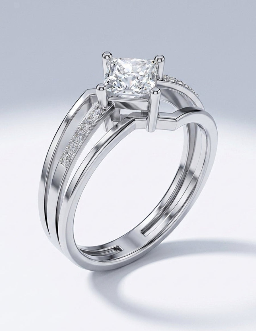 Anillo de compromiso - piedras laterales - AMORE225-PR-LG
