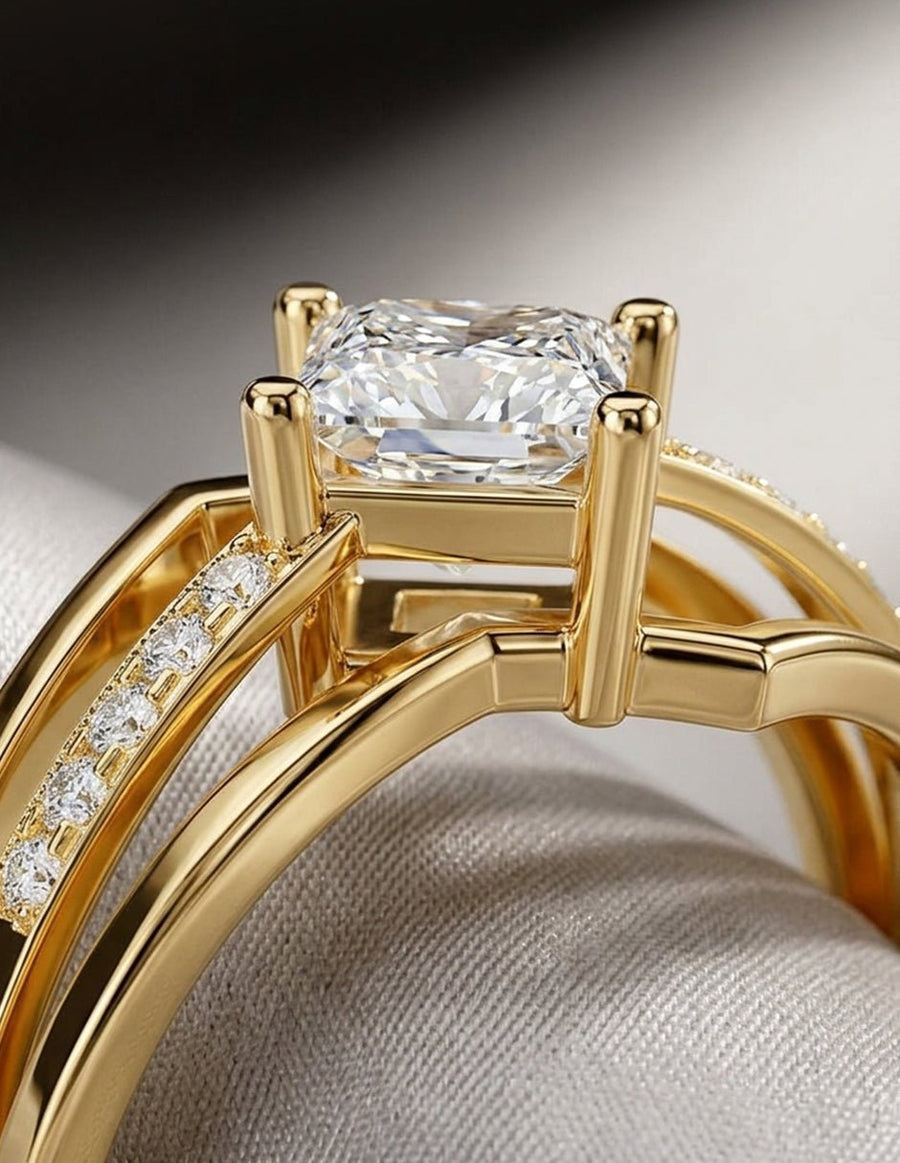 Anillo de compromiso - piedras laterales - AMORE225-PR-LG