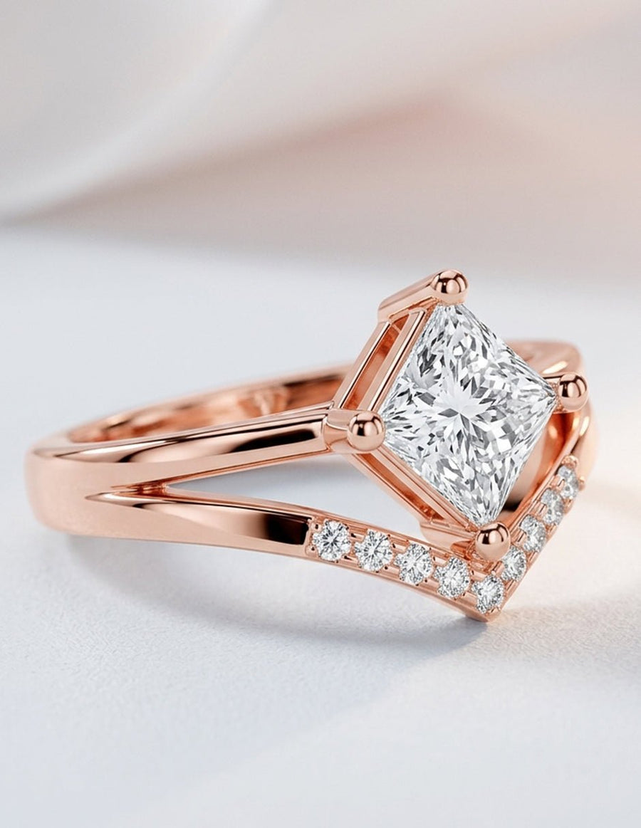 Anillo de compromiso - piedras laterales - AMORE226-PR-LG